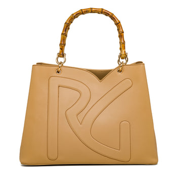 Borsa a mano beige con manici effetto Bamboo da donna Romeo Gigli Milano Misty, Borse e accessori Donna, SKU b512001067, Immagine 0